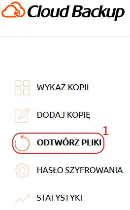 cloud backup menu odtworz pliki