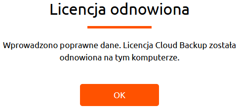 cloud backup odnowienie licencja odnowiona