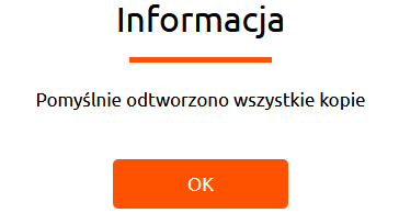 cloud backup odnowienie pomyslnie odtworzono