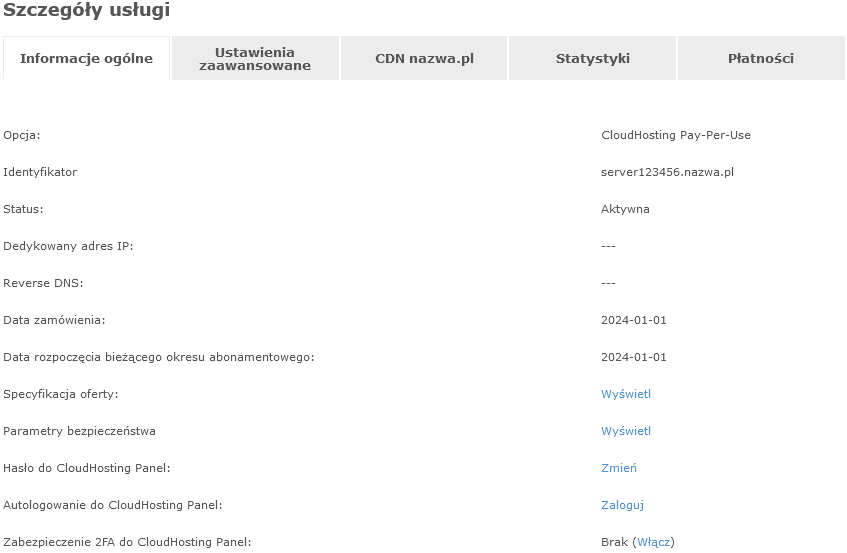 cloudhosting ppu panel klienta szczegoly informacje ogolne