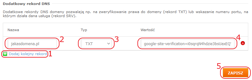 google search konfiguracja domeny zaawansowane ustawienia