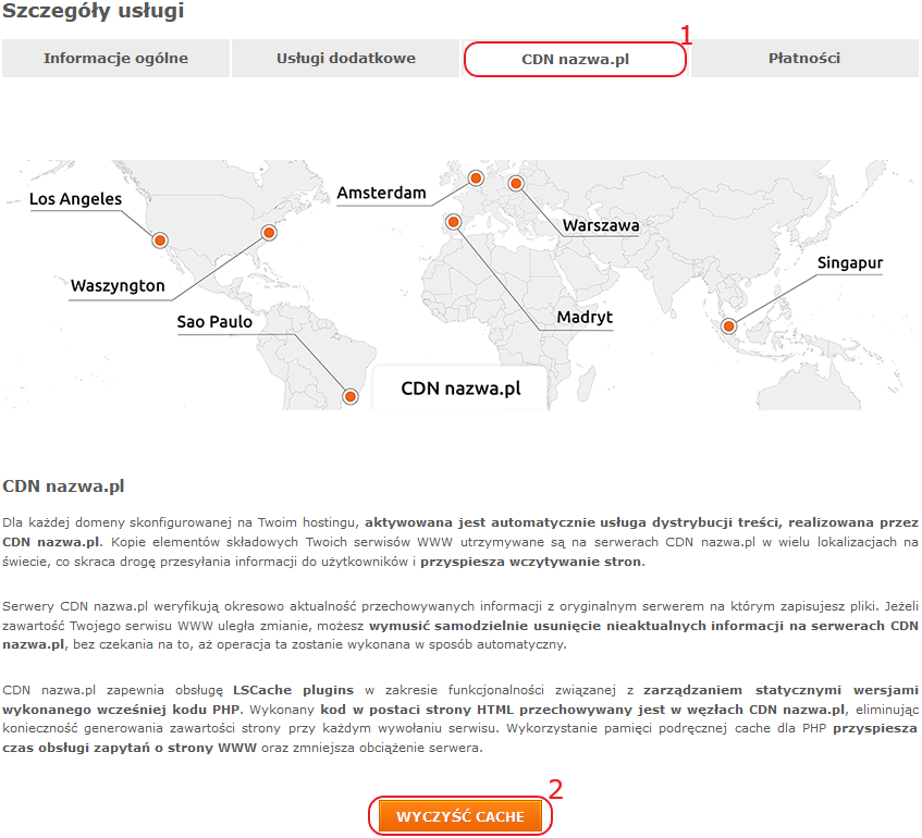 panel klienta moje uslugi hosting szczegoly czyszczenie cache