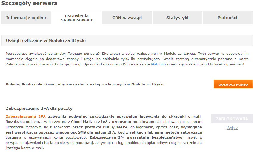 cloudhosting ppu panel klienta szczegoly ustawienia zablokowane