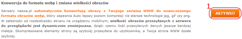 panel klienta hosting szczegoly uslugi dodatkowe kompresja webp zamow