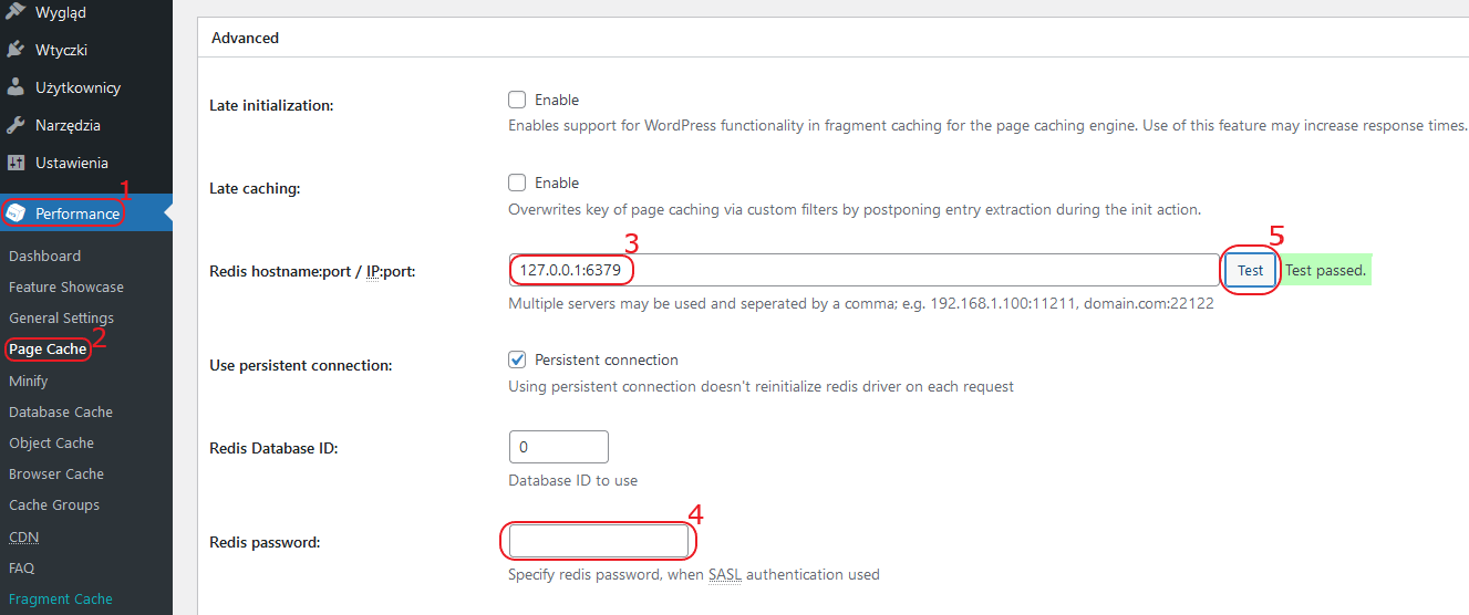 WordPress W3 Total Cache Performances Page Cache Redis