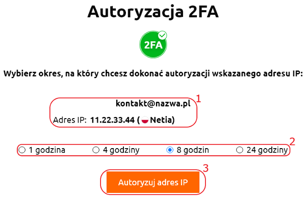 autoryzacja 2fa strona potwierdzenia ip