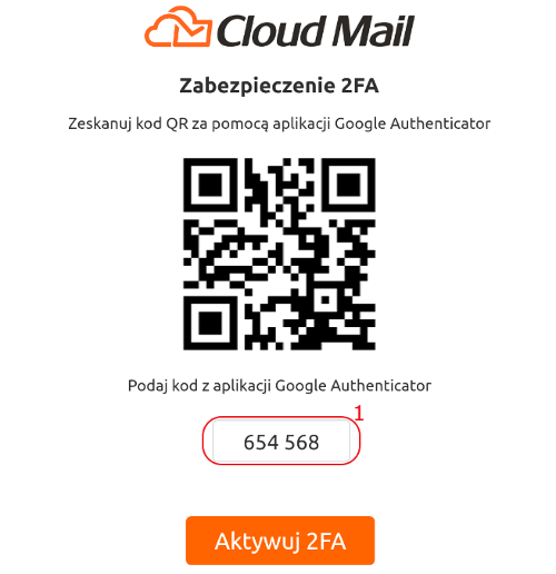 cloud mail logowanie krok2 2fa wlaczone ga inicjowanie kod