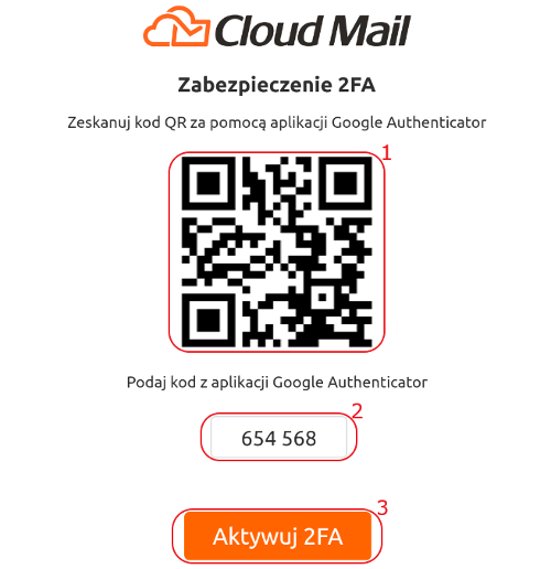 cloud mail logowanie krok2 2fa wlaczone ga inicjowanie