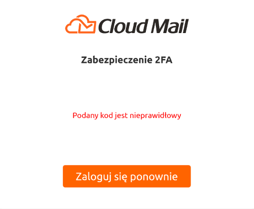 cloud mail logowanie krok4 2fa wlaczone ga nieprawidlowy kod ponownie