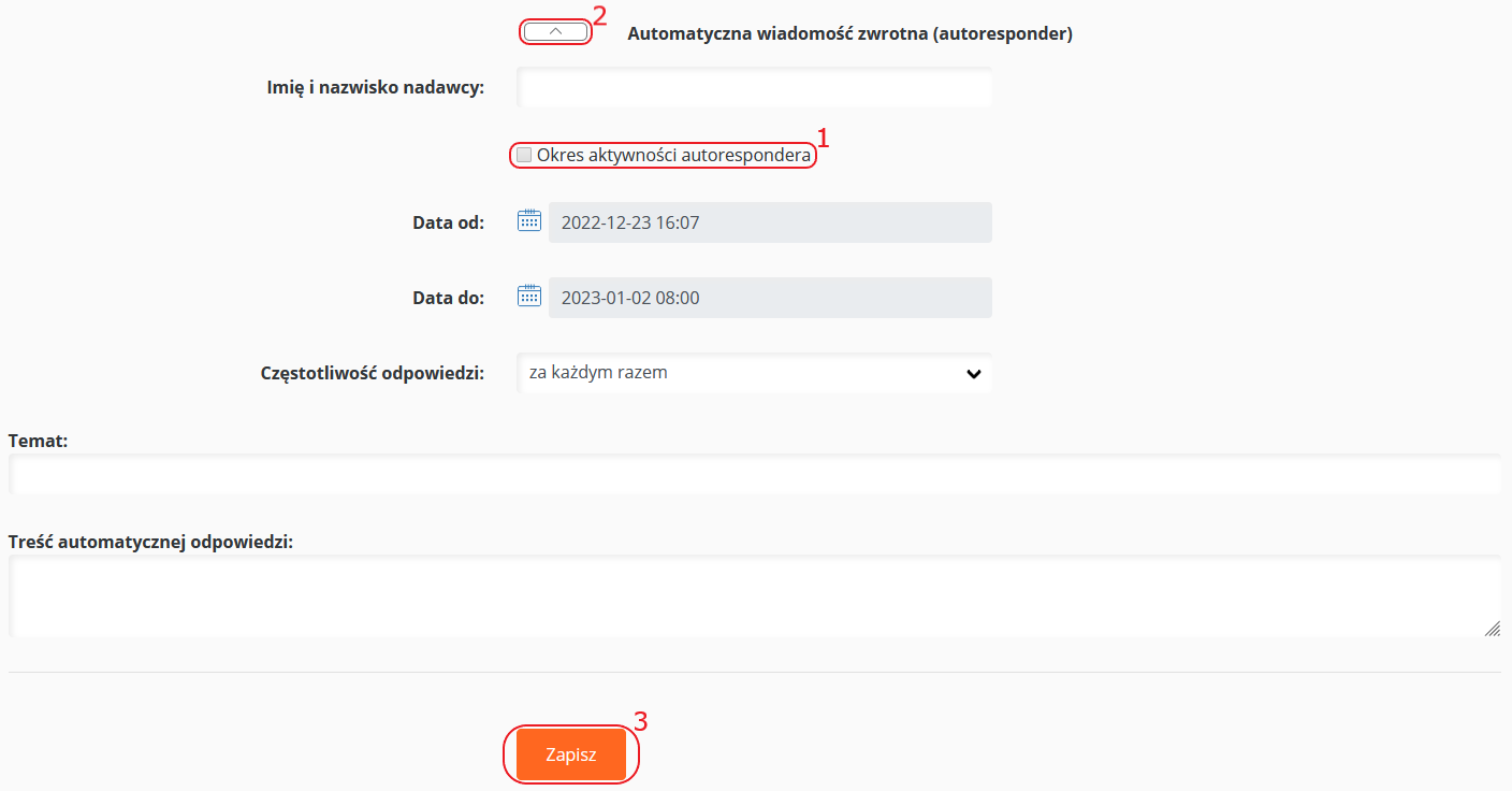 cloudhosting panel poczta autoresponder usuniecie