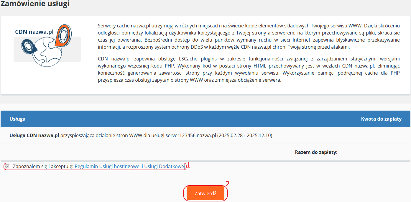 cloudhosting panel nazwapl uslugi dodatkowe zamowienie cdn nazwa.pl 