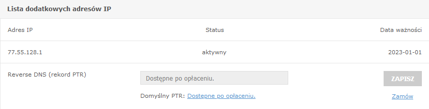 vps uslugi dodatkowe pk dodatkowy ip aktywny