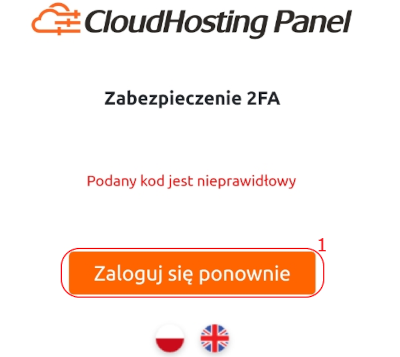cloudhosting panel 2fa logowanie blad zaloguj ponownie