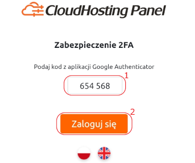 cloudhosting panel 2fa logowanie wpisz kod ga