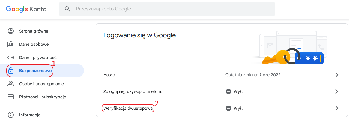 imap gmail 2fa bezpieczenstwo weryfikacja dwuetapowa