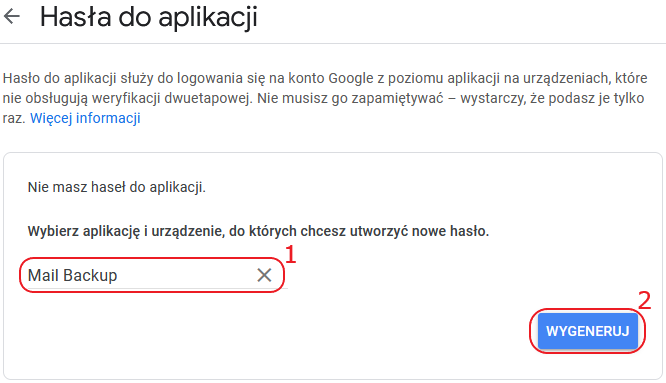 imap gmail 2fa hasla do aplikacji wygeneruj