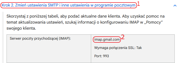 imap gmail adres serwera