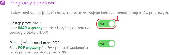 imap o2 opcje wlaczenie imap