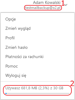 imap o2 zajetosc konta