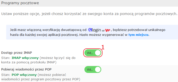 imap wp opcje wlaczenie imap