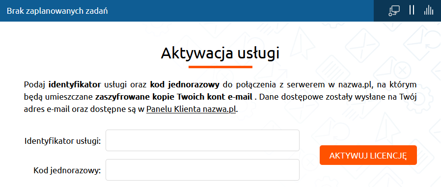 mail backup aktywacja