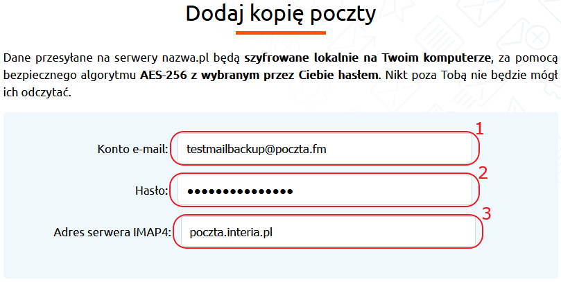 mail backup dodaj kopie interia dane konta