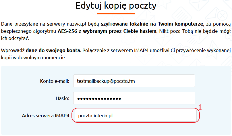 mail backup edycja kopii zmiana serwera imap