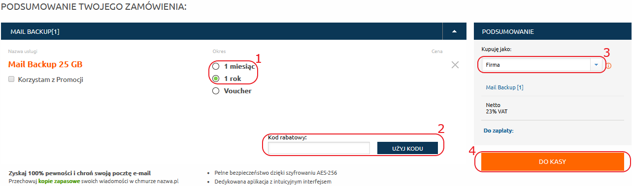 mail backup koszyk abonamentowy do kasy