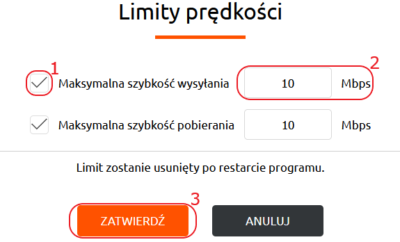 mail backup limity predkosci