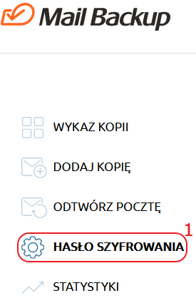 mail backup menu haslo szyfrowania