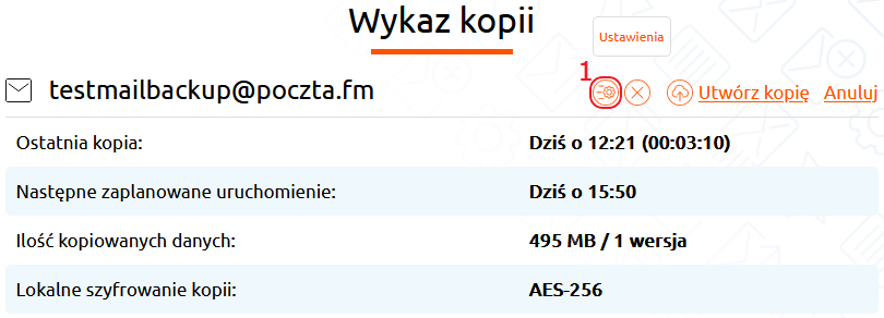 mail backup wykaz kopii ustawienia