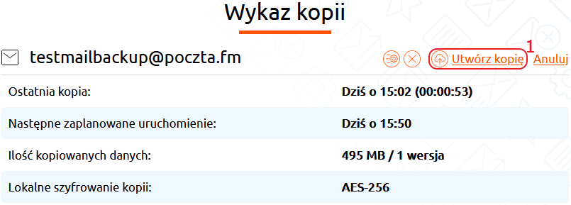 mail backup wykaz kopii utworz kopie