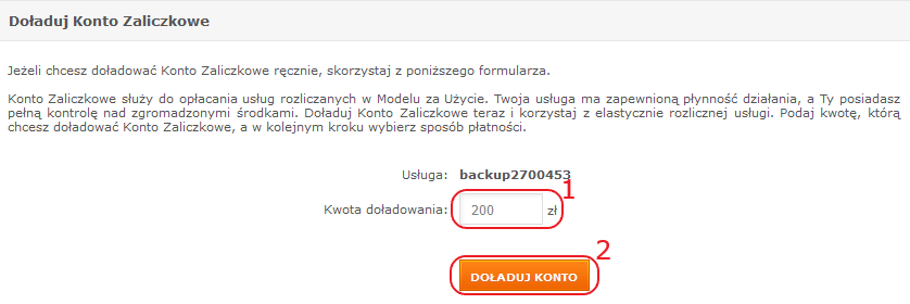 panel klienta moje uslugi mail backup platnosci konto zaliczkowe doladuj