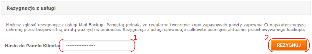 panel klienta moje uslugi mail backup platnosci rezygnacja