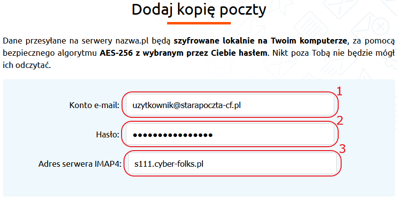 mail backup przenoszenie cyberfolks dodaj kopie dane konta