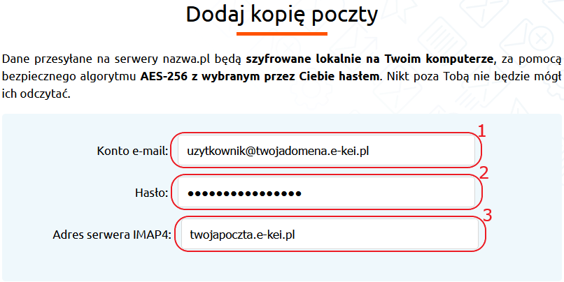 mail backup przenoszenie kei dodaj kopie dane konta