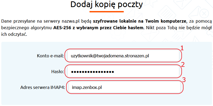 mail backup przenoszenie zenbox dodaj kopie dane konta