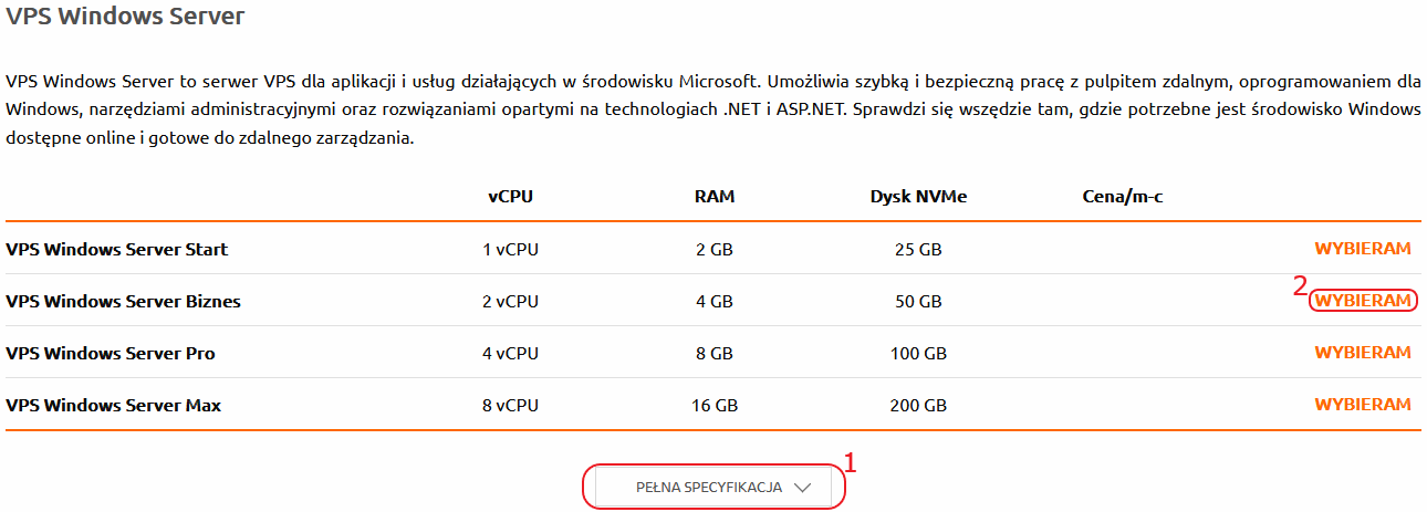 zamowienie vps rodzaje serwerow